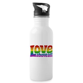 Love Above All | Rainbow Pride Design - Water bottle with straw - white - Right