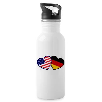 Double Nations Heart USA-Germany - Water bottle with straw - white - Right