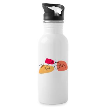 Lineart crab with color background - Water bottle with straw - white - Right