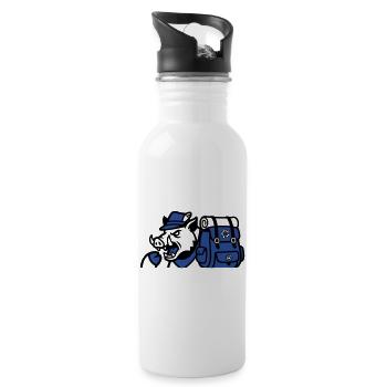Wild Boar Backpack Logo - Water bottle with straw - white - Right