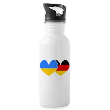 Ukraine Deutschland Freundschaft  - Trinkflasche mit integriertem Trinkhalm - Weiß - Rechts