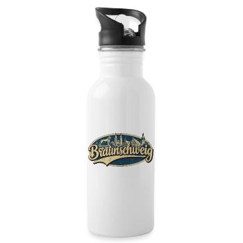 Braunschweig Vintage Stadtmotiv - Trinkflasche mit integriertem Trinkhalm - Weiß - Rechts
