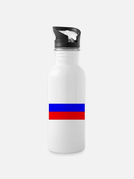 Russie, Russie, drapeau, drapeau - Gourde avec paille intégrée - blanc