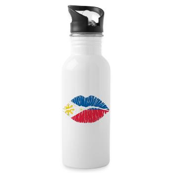 Kuss Philippinen - Trinkflasche mit integriertem Trinkhalm - Weiß - Rechts