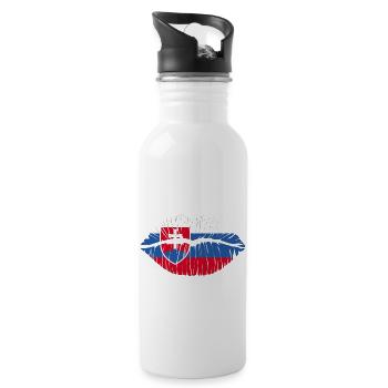 Kuss Slowakei - Trinkflasche mit integriertem Trinkhalm - Weiß - Rechts