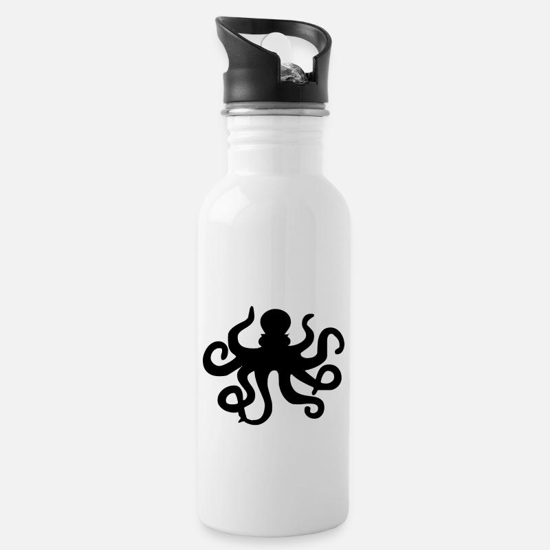 Octopus / squid / calamari / octopus tentacles - Water bottle with straw - white