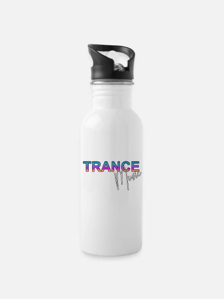 Trance Music - Trinkflasche mit integriertem Trinkhalm - Weiß