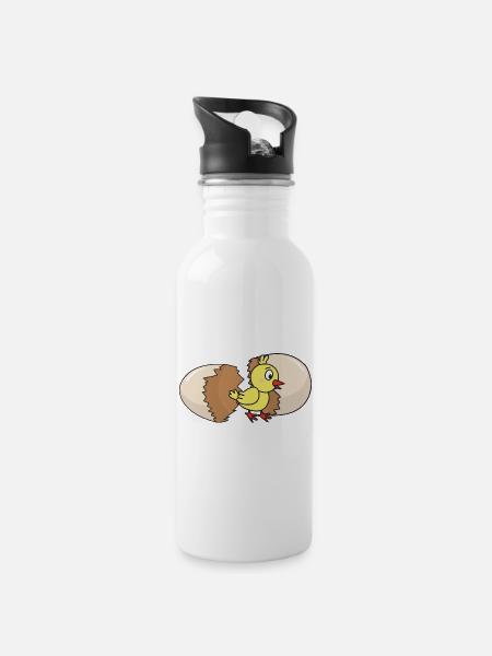 Chick poultry chicken chickens egg chicken egg easter egg - Water bottle with straw - white