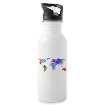 map of the world - Water bottle with straw - white - Right