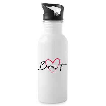 Braut Herz Junggesellinnenabschied - Trinkflasche mit integriertem Trinkhalm - Weiß - Rechts