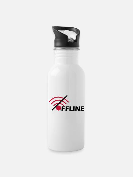 Offline - Water bottle with straw - white