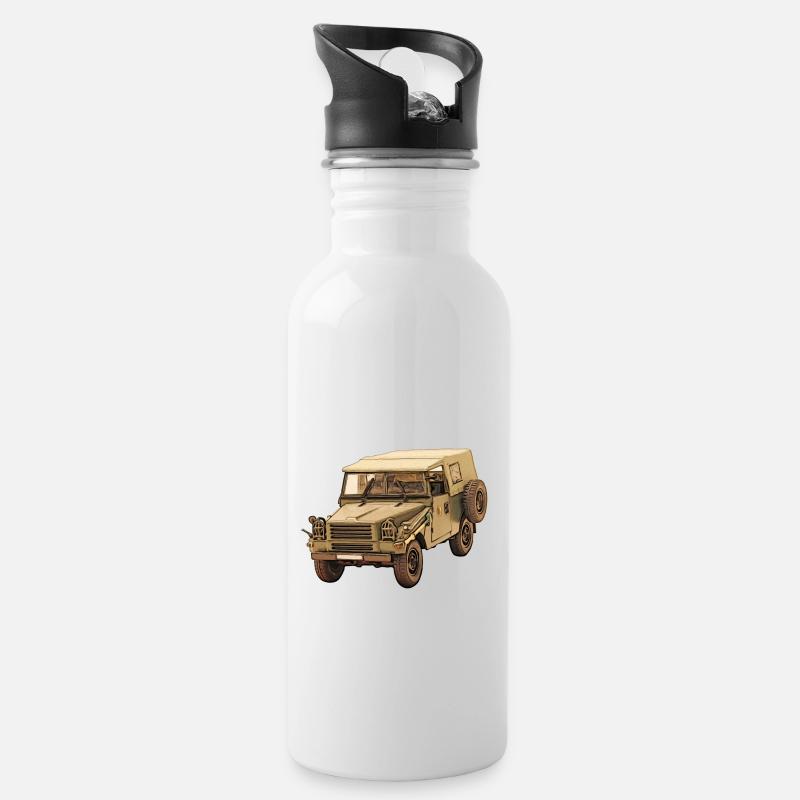 Sachsenring P3 Geländewagen der NVA - Trinkflasche mit integriertem Trinkhalm - Weiß