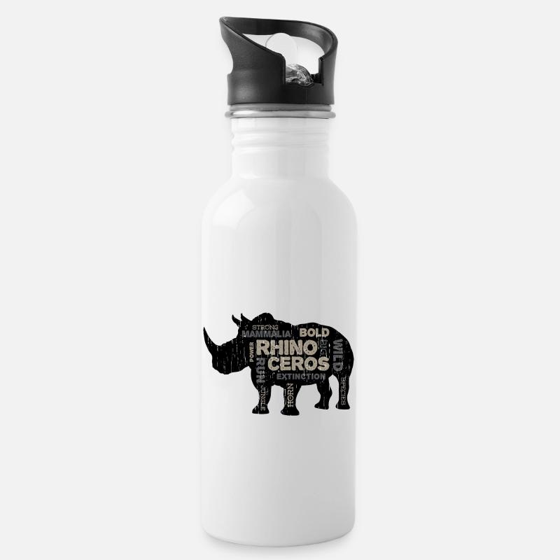 Rhinos power - Gourde avec paille intégrée - blanc