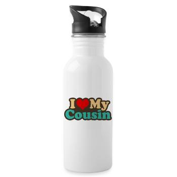 i love my cousin - Trinkflasche mit integriertem Trinkhalm - Weiß - Rechts