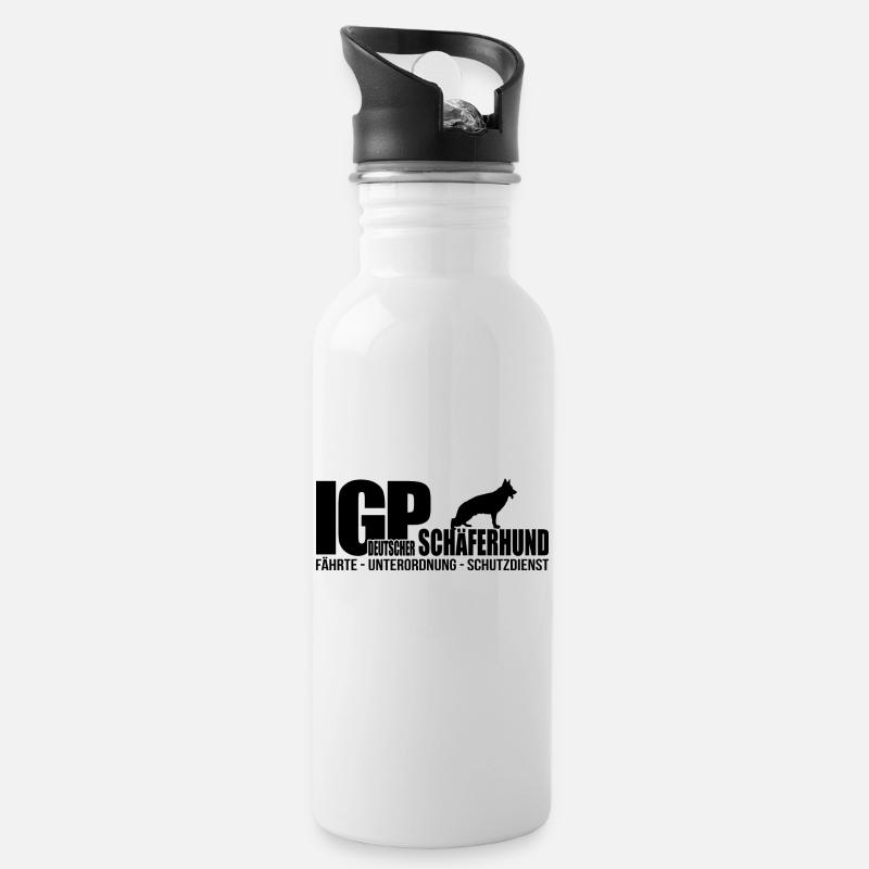 IGP DEUTSCHER SCHÄFERHUND Wilsigns Hund Hundesport - Trinkflasche mit integriertem Trinkhalm - Weiß