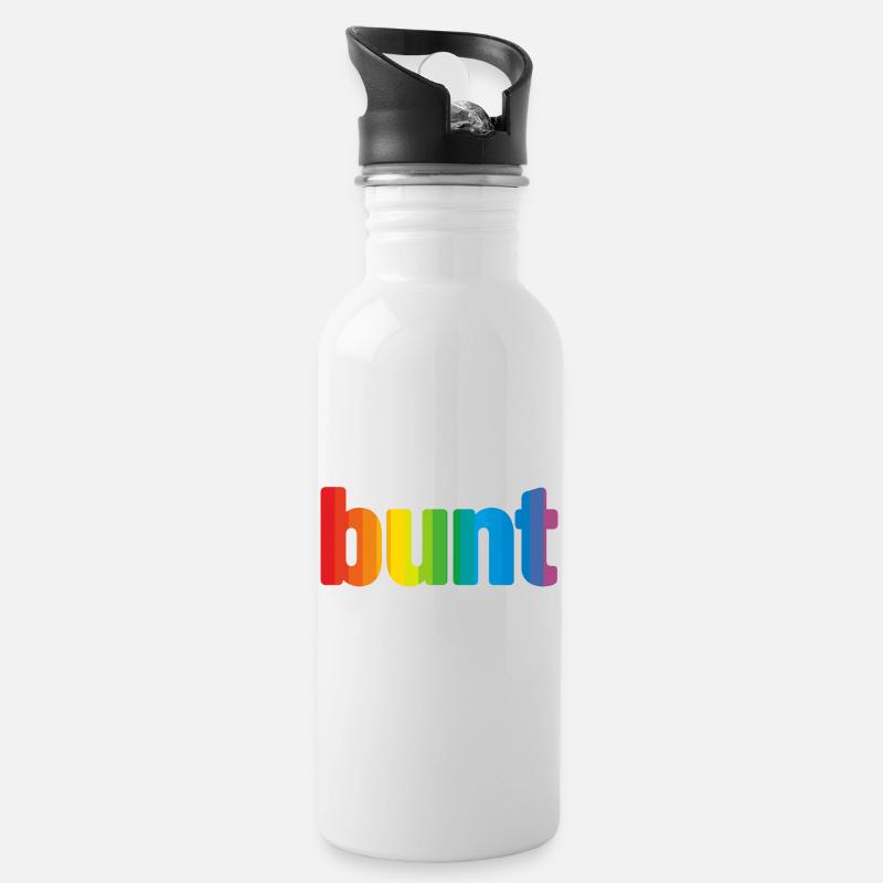 bunt - Trinkflasche mit integriertem Trinkhalm - Weiß