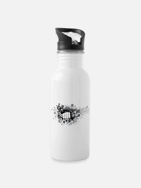 Punch Rock - Trinkflasche mit integriertem Trinkhalm - Weiß