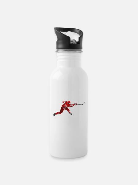 hockey - Gourde avec paille intégrée - blanc