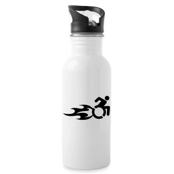 Wheelchair user with flames # - Water bottle with straw - white - Right
