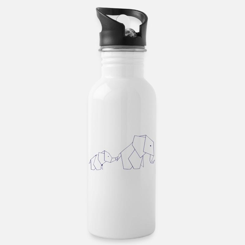 Elefant - süßes Design - Trinkflasche mit integriertem Trinkhalm - Weiß