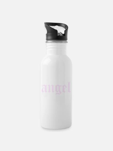 angel - Trinkflasche mit integriertem Trinkhalm - Weiß