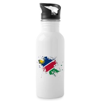 Namibia Flagge als Farbklecks - Trinkflasche mit integriertem Trinkhalm - Weiß - Rechts
