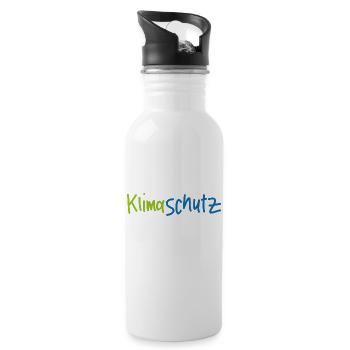 Klimaschutz - Schriftzug - Trinkflasche mit integriertem Trinkhalm - Weiß - Rechts