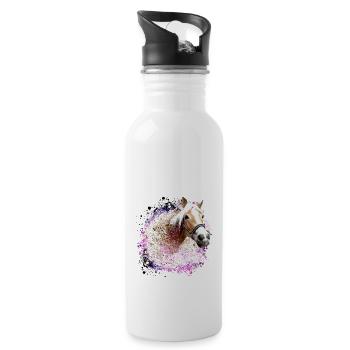 horse,haflinger, graffiti, painting, blue, horses, - Water bottle with straw - white - Right
