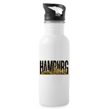Hamburg Stadt City Skyline Deutschland Germany - Water bottle with straw - white - Right
