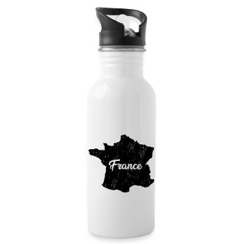 Frankreich Shirt - Trinkflasche mit integriertem Trinkhalm - Weiß - Rechts
