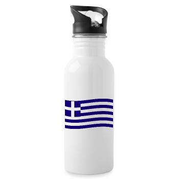 Grèce Drapeau grec Hellas Hellène - Gourde avec paille intégrée - blanc - Droite