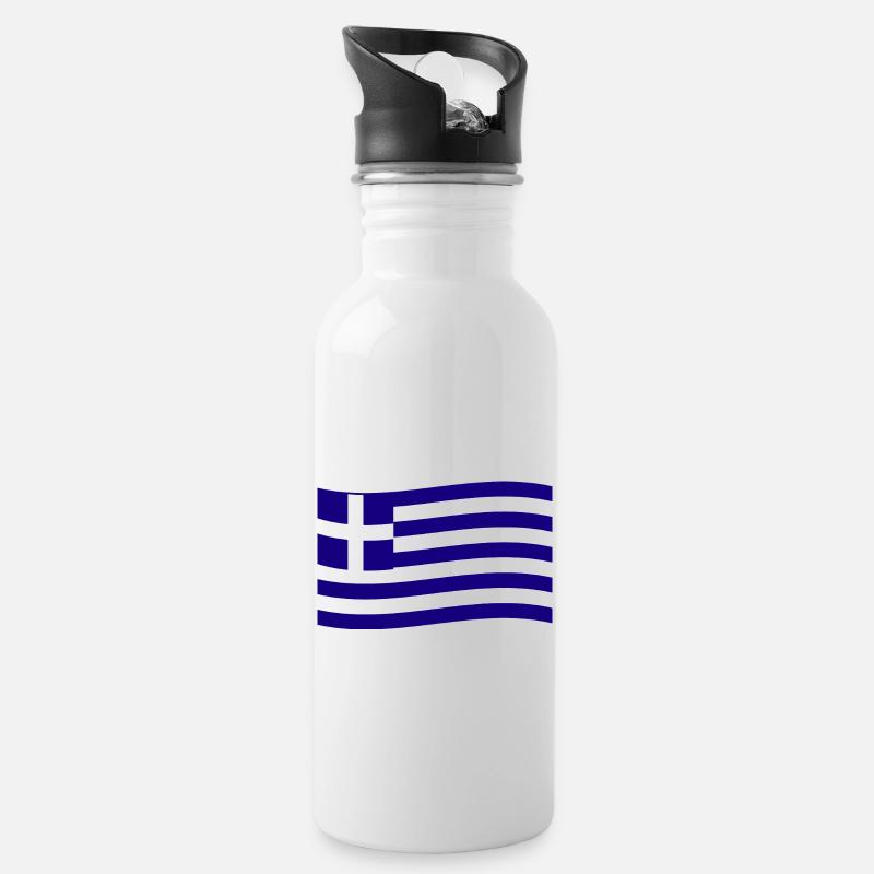Griechenland Flagge Greece Fahne Hellas Hellenisch - Trinkflasche mit integriertem Trinkhalm - Weiß
