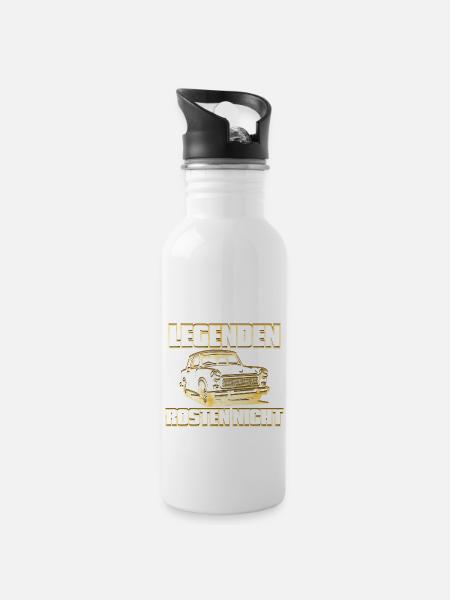Trabi Trabbi  Pappe DDR Fahrzeug Sprüche - Trinkflasche mit integriertem Trinkhalm - Weiß