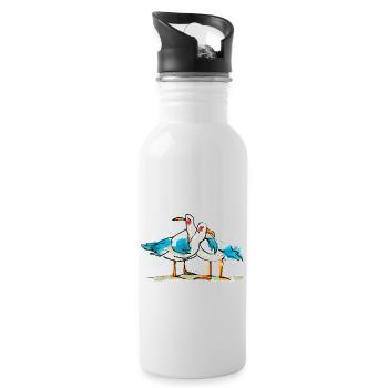 prinzenart / Helmut & Erwin - Trinkflasche mit integriertem Trinkhalm - Weiß - Rechts