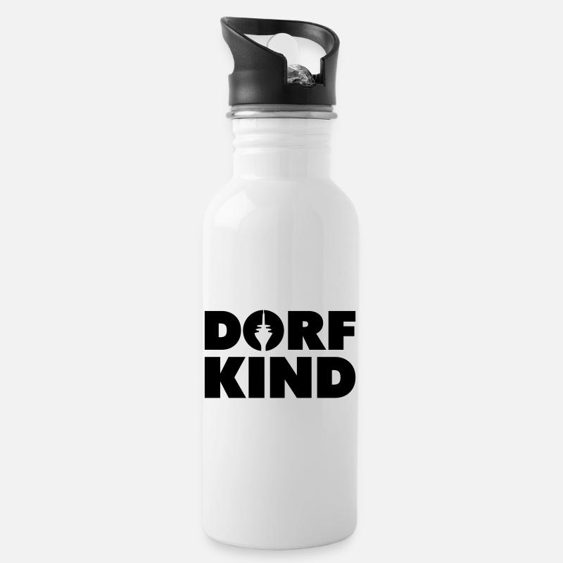 Dorfkind - Düsseldorf - Trinkflasche mit integriertem Trinkhalm - Weiß