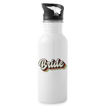 Retro Braut Zukunft Frau, Junggesellenabschied Geschenk - Trinkflasche mit integriertem Trinkhalm - Weiß - Rechts