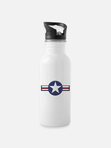 Relief du symbole de l’aviation de l’armée américaine - Gourde avec paille intégrée - blanc
