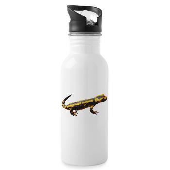 lurch, amphibie, Feuersalamander, tiermotive mann - Trinkflasche mit integriertem Trinkhalm - Weiß - Rechts