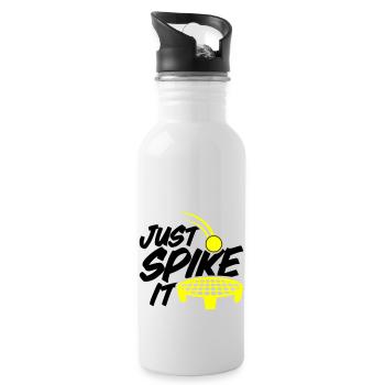 Farbe änderbar | Roundnet Spikeball Fun - Trinkflasche mit integriertem Trinkhalm - Weiß - Rechts