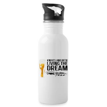 Father and Messerasmmler Messerfan Papa Design - Water bottle with straw - white - Right