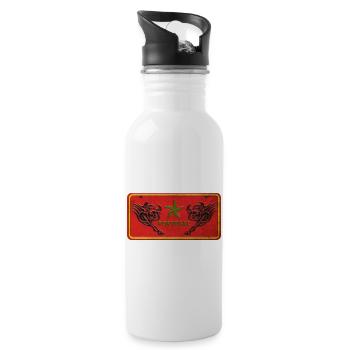 Portugal Stier Schild - Trinkflasche mit integriertem Trinkhalm - Weiß - Rechts