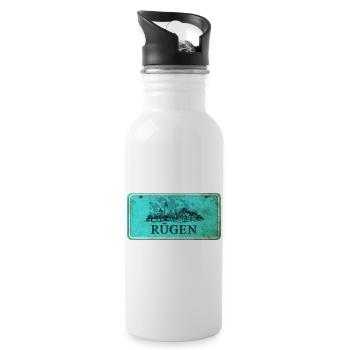 Rügen Vintage Sign - Water bottle with straw - white - Right