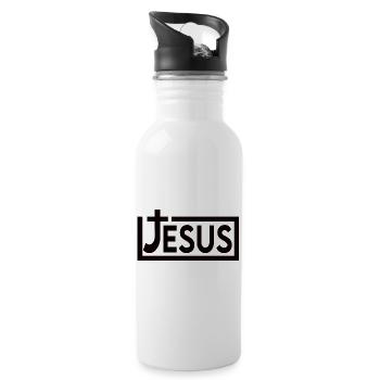Jesus Kreuz Christentum - Trinkflasche mit integriertem Trinkhalm - Weiß - Rechts