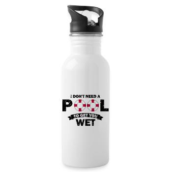 Pool Guy Design für Poolboy und Poolreiniger - Trinkflasche mit integriertem Trinkhalm - Weiß - Rechts