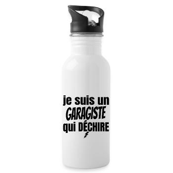 je suis un garagiste qui déchire - Gourde avec paille intégrée - blanc - Droite