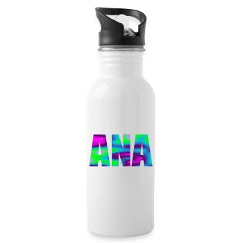 First name Ana in colorful capital letters - Water bottle with straw - white - Right