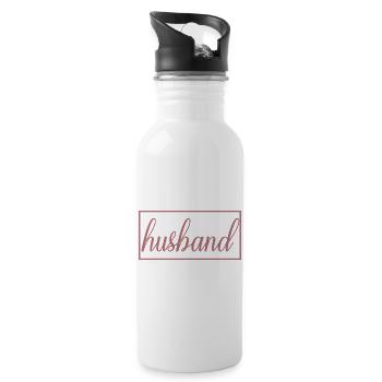 Husband Matching Engagement Wedding Honeymoon - Water bottle with straw - white - Right