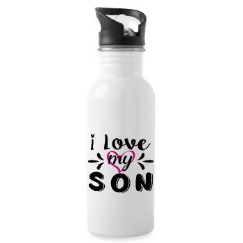 I love my son - Water bottle with straw - white - Right