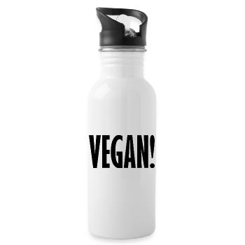Vegan! - Trinkflasche mit integriertem Trinkhalm - Weiß - Rechts