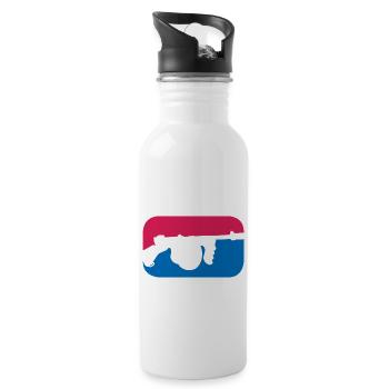 Thompson Maschinenpistole Mafia lustige Geschenk - Trinkflasche mit integriertem Trinkhalm - Weiß - Rechts